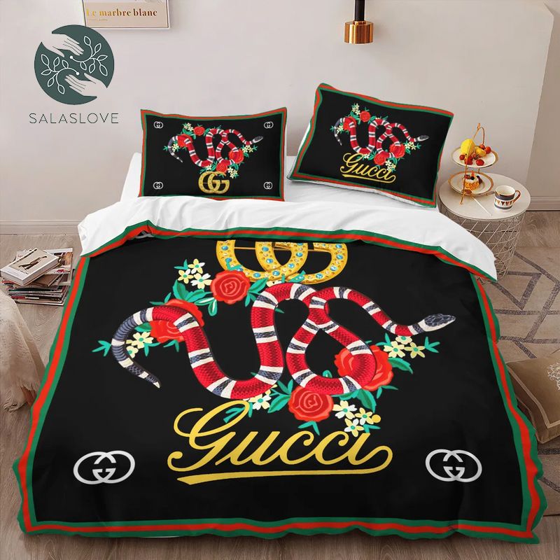 Gucci Red Snake Limited Luxury Brand Bedding Set
