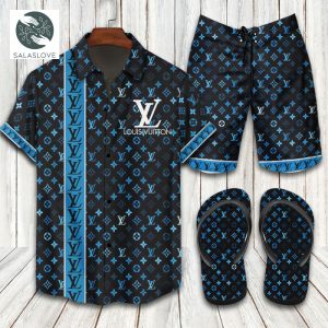 Louis Vuitton Blue Navy Hawai Flops And Hawaii Shirt, Short