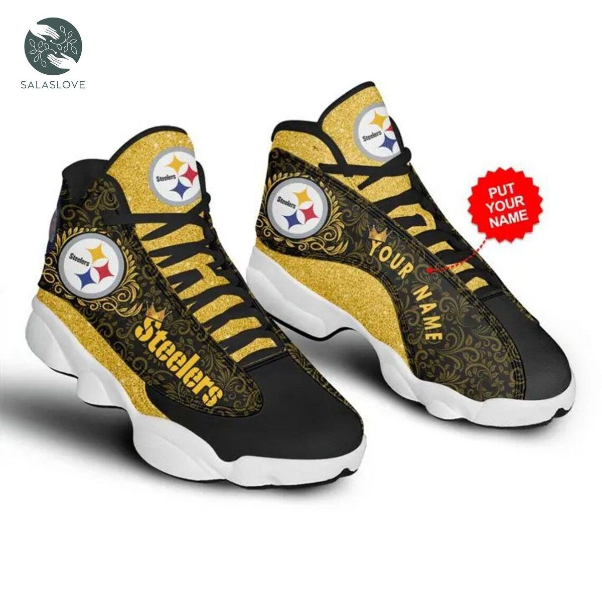 NFL Pittsburgh Steelers Custom Name Air Jordan 13 Shoes
