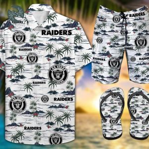 Raiders Combo Hawaii Shirt, Shorts, Flip Flops