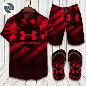 Red Under Armour Flip Flops And Hawaii Shirt, Short