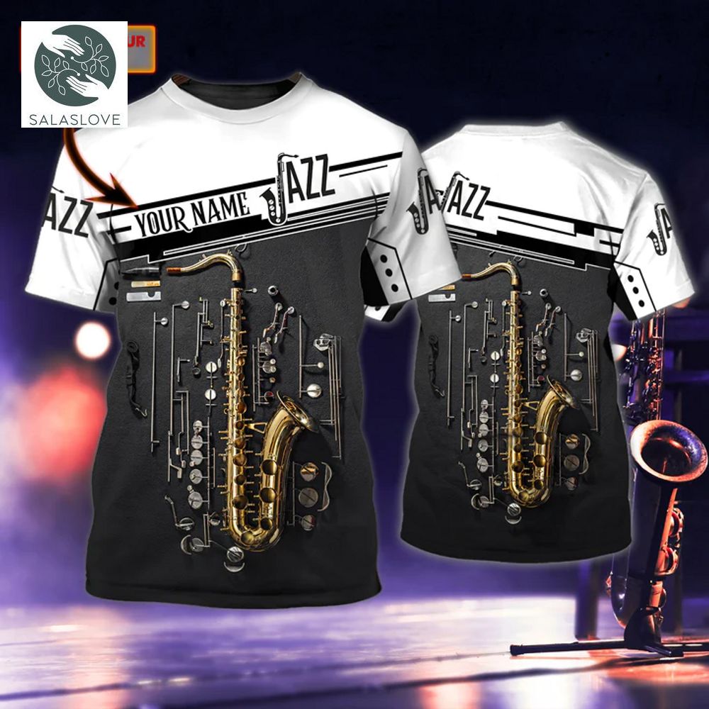 Saxophone Jazz Personalized Name 3D Tshirt
