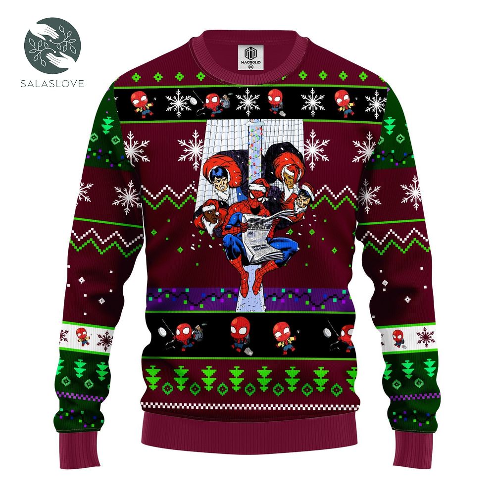 Spiderman Purple Pink Ugly Christmas Sweater

