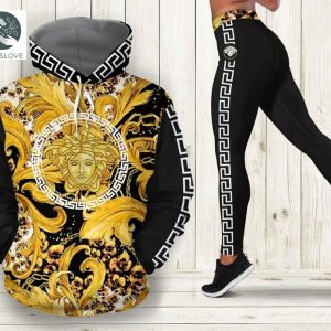 Versace Black Gold Pattern 3d Hoodie Leggings Set Limited Edition