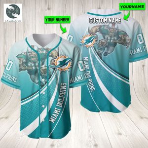 NFL Miami Dolphins Mascot Personalized Baseball Jersey