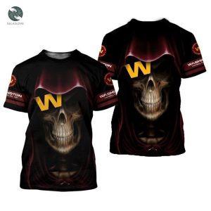 NFL Washington Commanders Skull 3D Unisex Tshirt