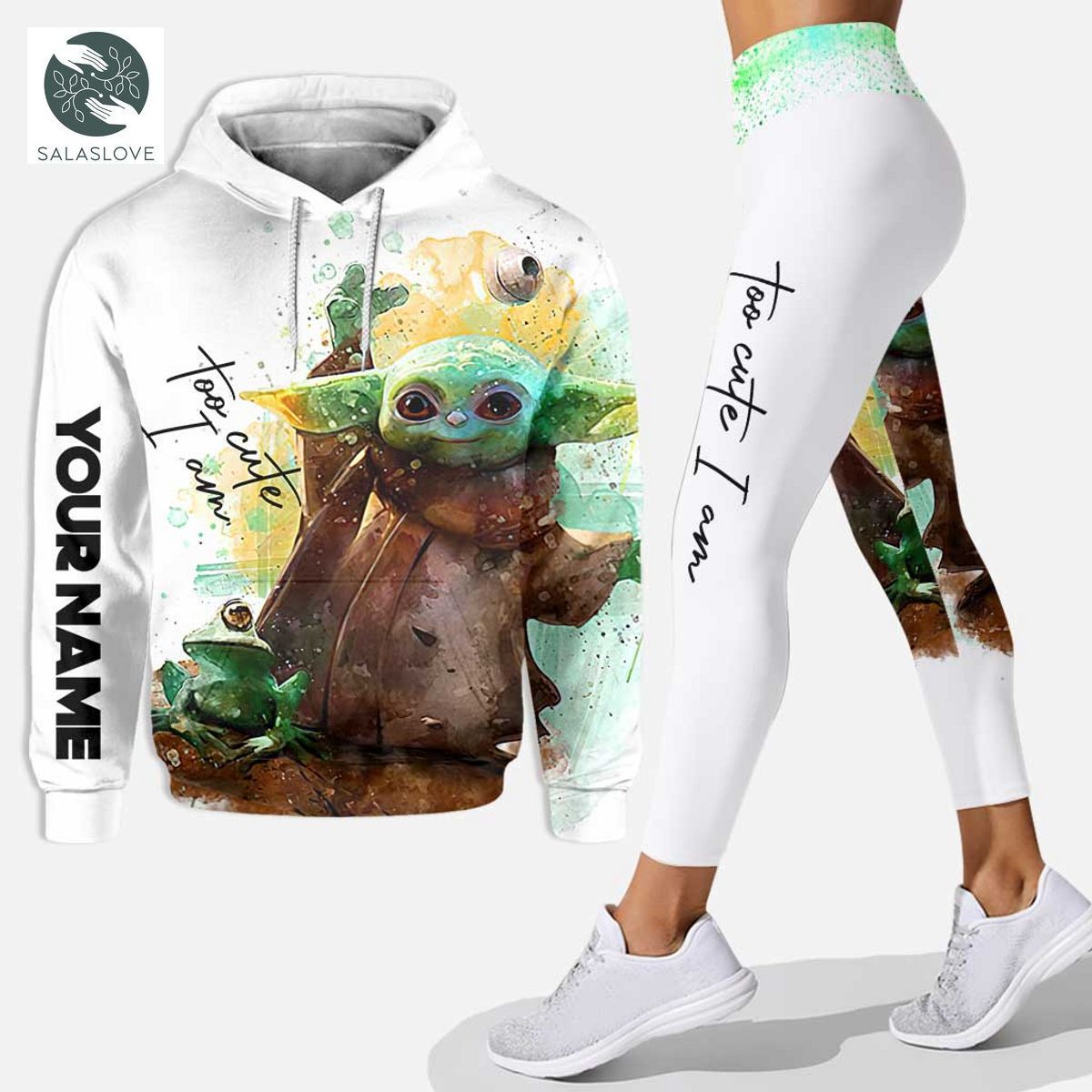 Too Cute I Am Baby Yoda Personalized Hoodie And Leggings