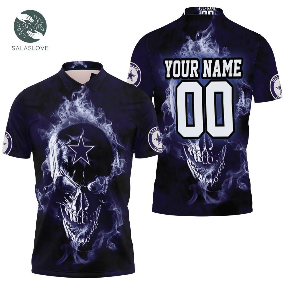 Dallas Cowboys Skull Nfl 3d Personalized Polo Shirt