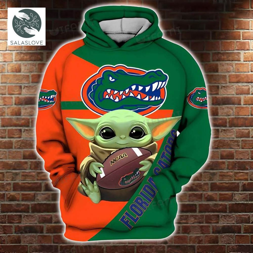 Florida Gators Hoodie 3D Baby Yoda Hug Football Logo

