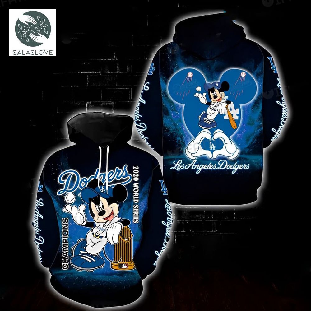  Mickey Mouse Trophy Los Angeles Dodgers Hoodie


