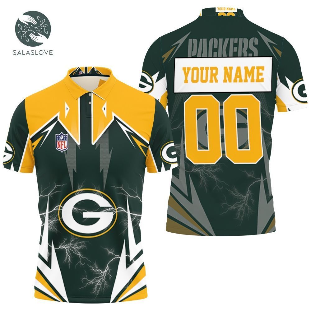 Nfl Green Bay Packers Lightning 3d Personalized Polo Shirt