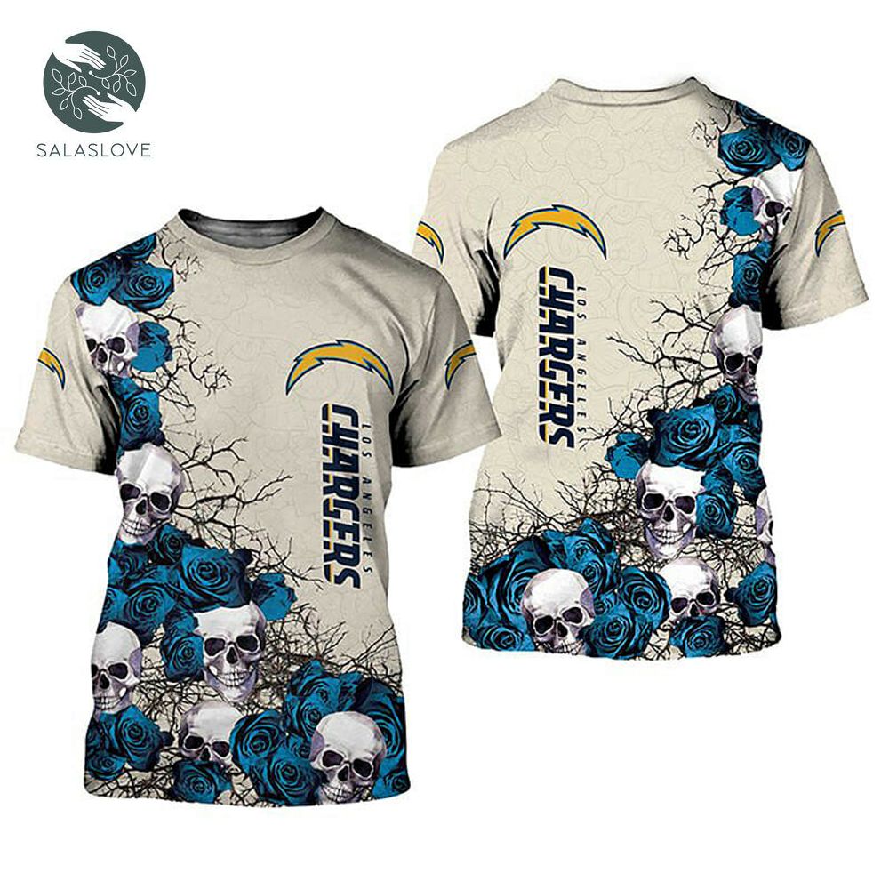 NFL Los Angeles Chargers Creamy Blue Skull T-Shirt
