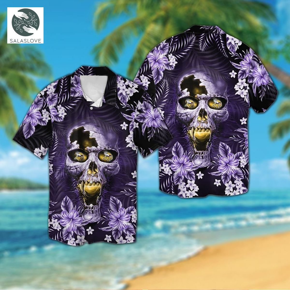 NFL Minnesota Vikings skull Tropical Aloha Hawaiian Shirts