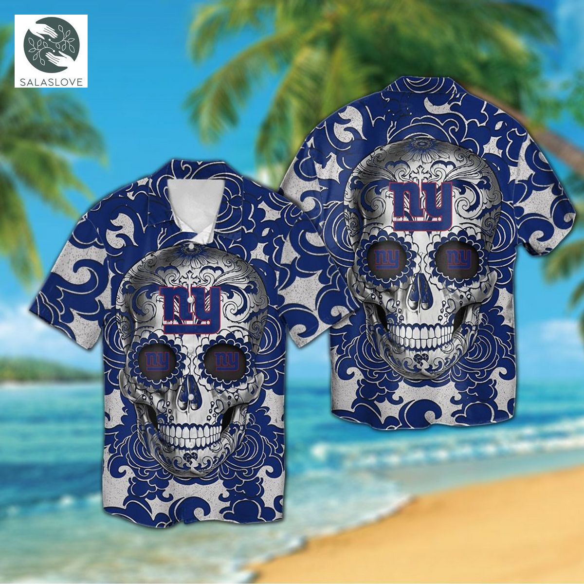 Nfl New York Giants Sugarskull Tropical Aloha Hawaiian Shirts