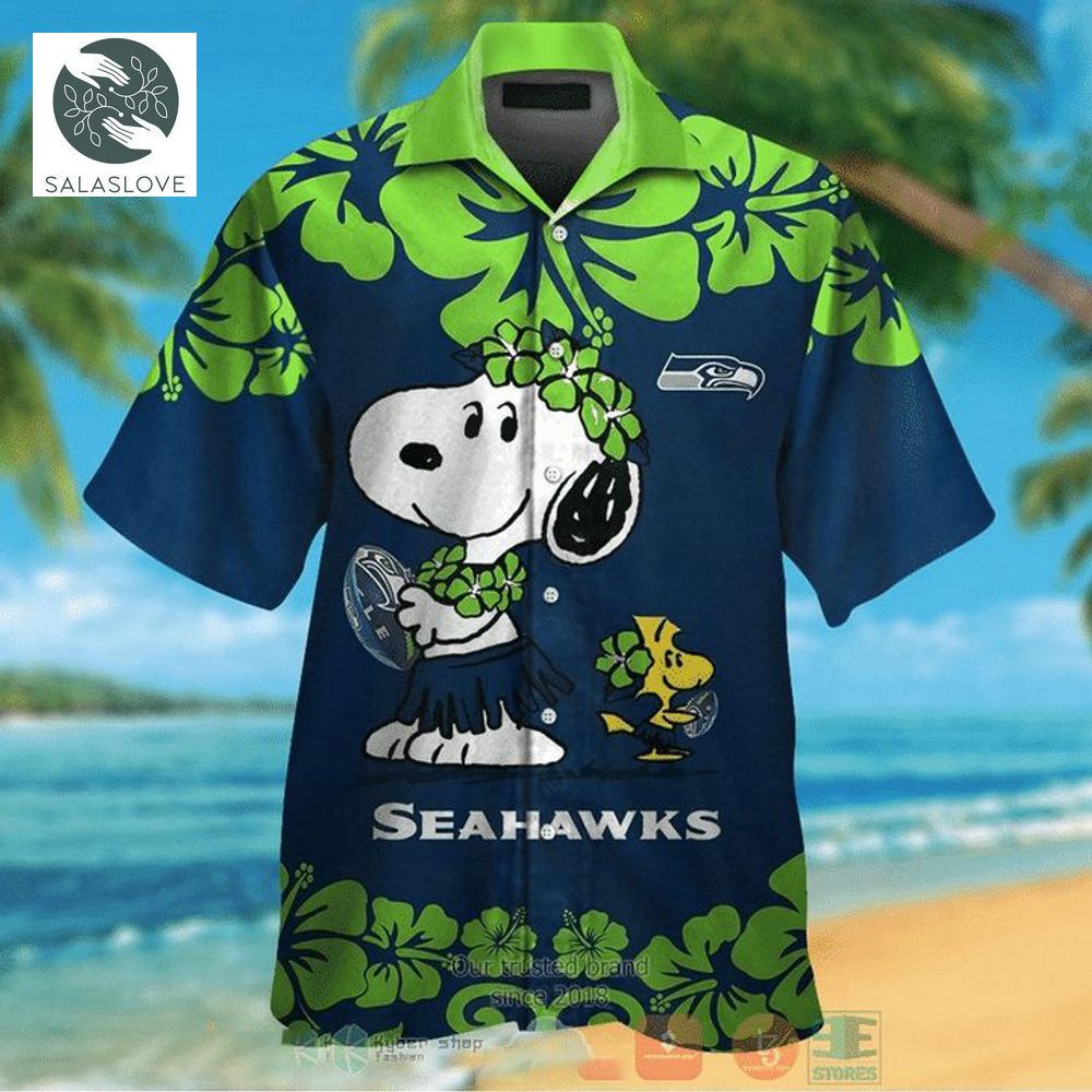 NFL Seattle Seahawks Navy Green Snoopy Hawaiian Shirt

