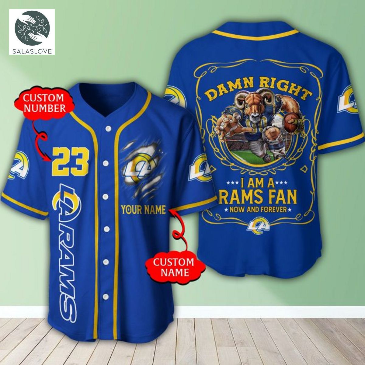 Personalized Los Angeles Rams NFL 3D Baseball Jersey