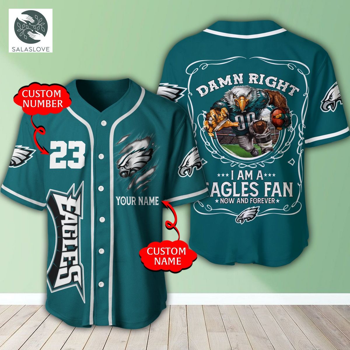Personalized Philadelphia Eagles NFL 3D Baseball Jersey