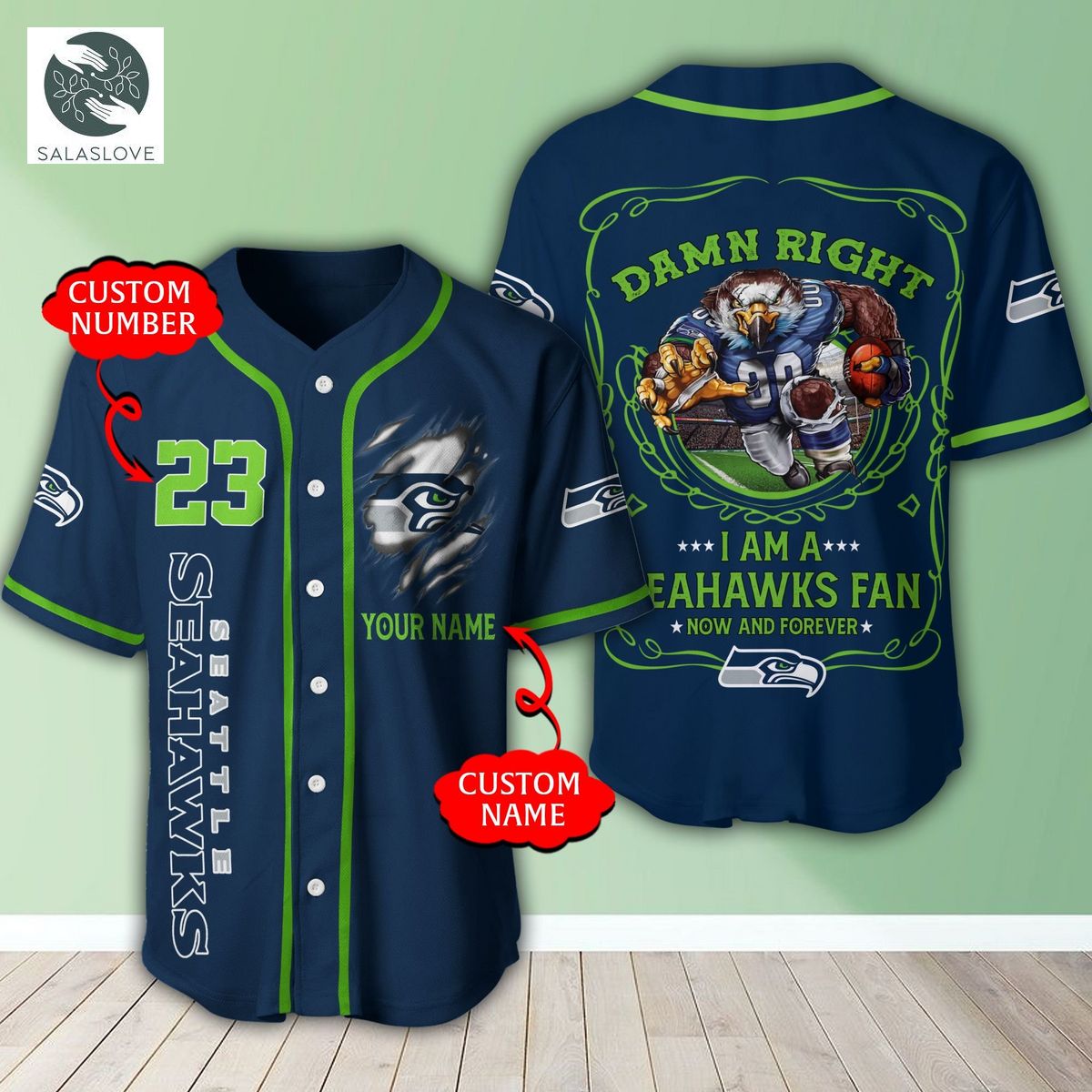 Personalized Seattle Seahawks NFL 3D Baseball Jersey