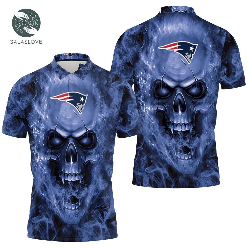 New England Patriots Nfl Fans Skull Polo Shirt
