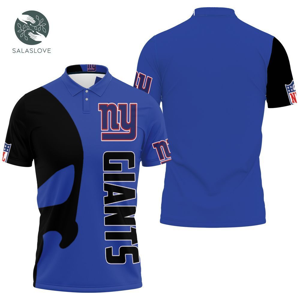 New York Giants Nfl Skull 3d Jersey Polo Shirt
