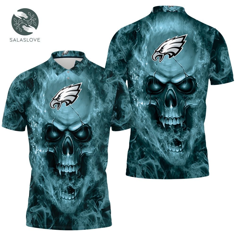 Philadelphia Eagles Nfl Fans Skull Polo Shirt

