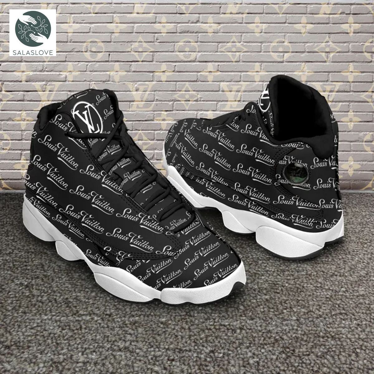 Black Shoes Louis Vuitton Air Jordan 13 Hightop custom shoes sneakers