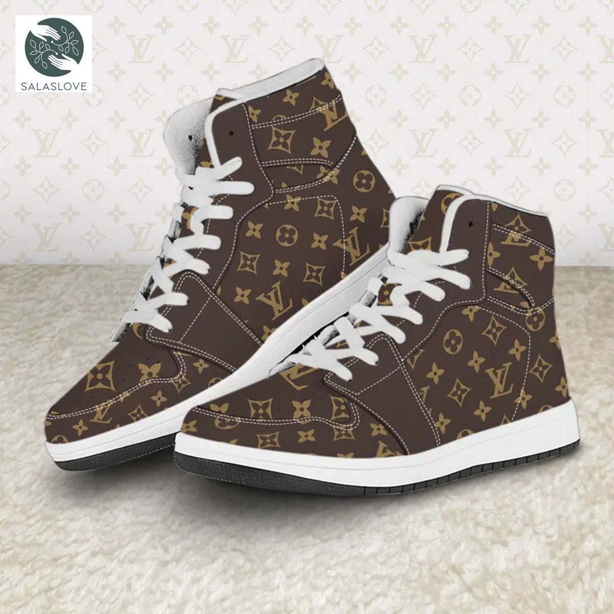 Brown Louis Vuitton Air Jordan 1 Hightop custom shoes sneakers