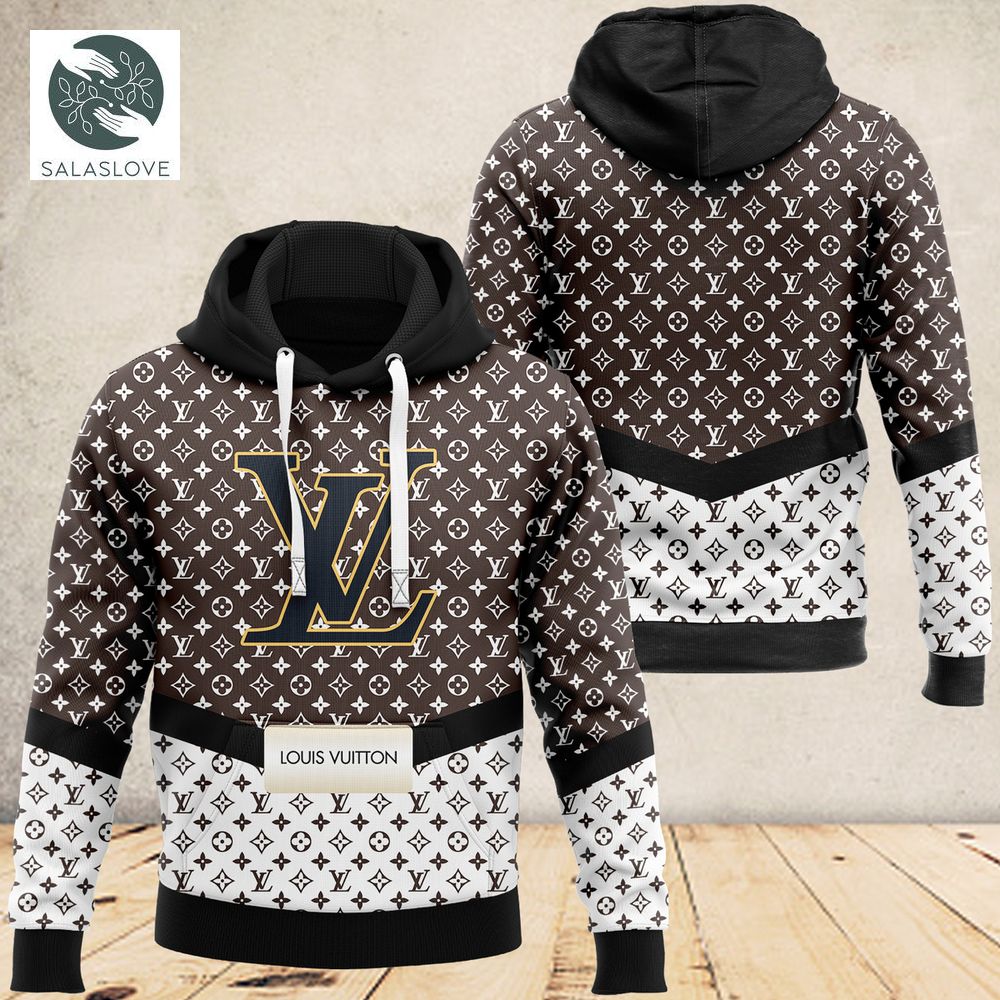 White and Brown LV Fashionable Hoodie