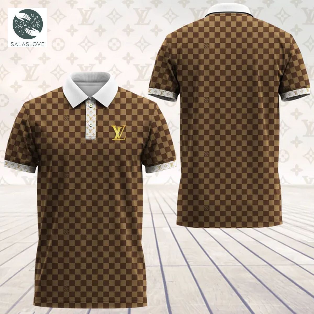 Brown Black Louis Vuitton Design Polo Shirt