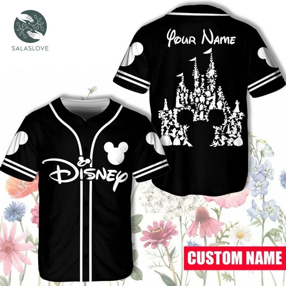 Disney Black White Custom Name Baseball Jersey HT130503