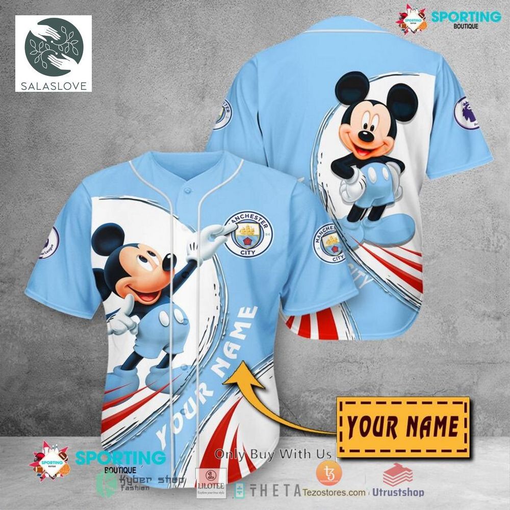 Manchester City Custom Name Mickey Mouse Baseball Jersey HT260508