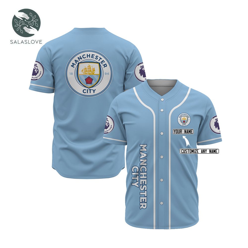 Manchester City Custom Name Sky Blue Baseball Jersey HT260510
