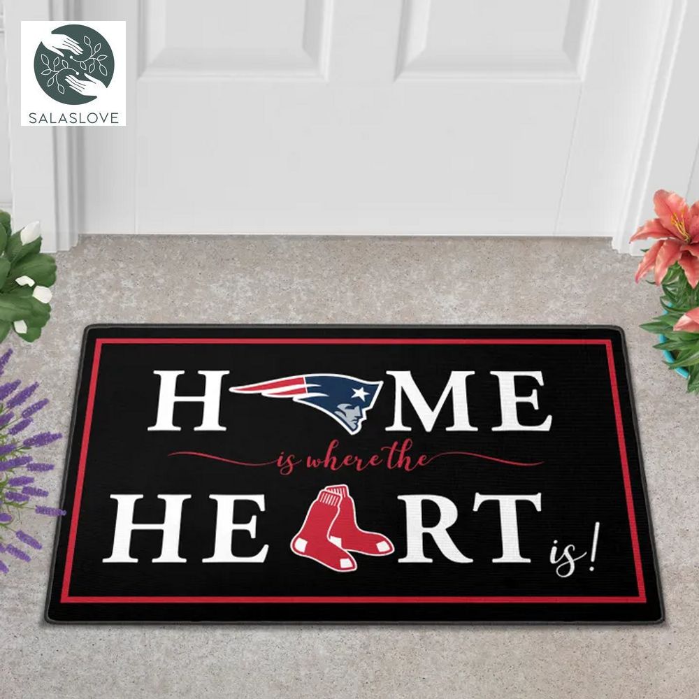 New England Patriots-Boston Red Sox Home Is Where The Heart Is Doormat HT190609