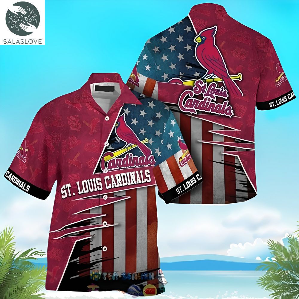 St Louis Cardinals MLB American Flag Hawaiian Shirt HT060725
