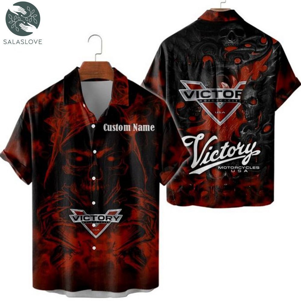 Victory Motorcycles Grim Reaper Skull Personalized Name Hawaiian Shirt HT250725
