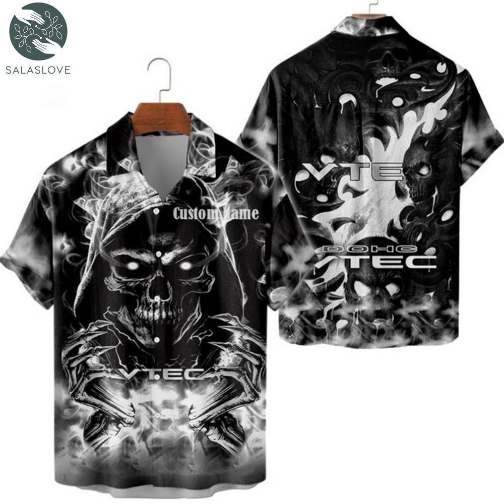 VTEC Grim Reaper Skull Personalized Name Hawaiian Shirt HT250728
